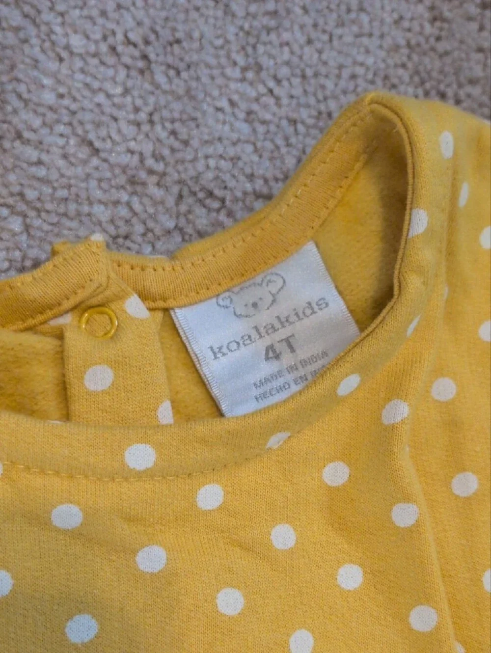 Koala Kids Yellow Polka Dot Fox Pocket Dress